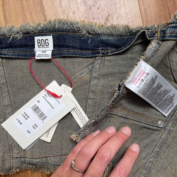 NWT BDG Jeans Urban Outfitters Distressed Dirty Wash Denim Grunge Corset Top - Picture 6 of 6